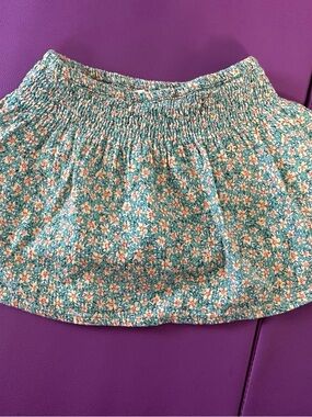 Zara Green and Yellow Floral Smocked Skort